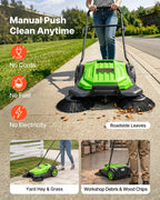 VEVOR Hand Push Floor Sweeper, 25.6 in Walk-Behind Manual Floor Sweeper with 5-Gallon Waste Container, Non-Electric Yard Sweeper, Adjustable Folding Handle for Sidewalks, Garages, Patios & Driveways, Green