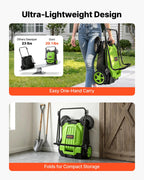 VEVOR Hand Push Floor Sweeper, 25.6 in Walk-Behind Manual Floor Sweeper with 5-Gallon Waste Container, Non-Electric Yard Sweeper, Adjustable Folding Handle for Sidewalks, Garages, Patios & Driveways, Green