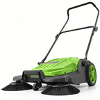 VEVOR Hand Push Floor Sweeper, 25.6 in Walk-Behind Manual Floor Sweeper with 5-Gallon Waste Container, Non-Electric Yard Sweeper, Adjustable Folding Handle for Sidewalks, Garages, Patios & Driveways, Green