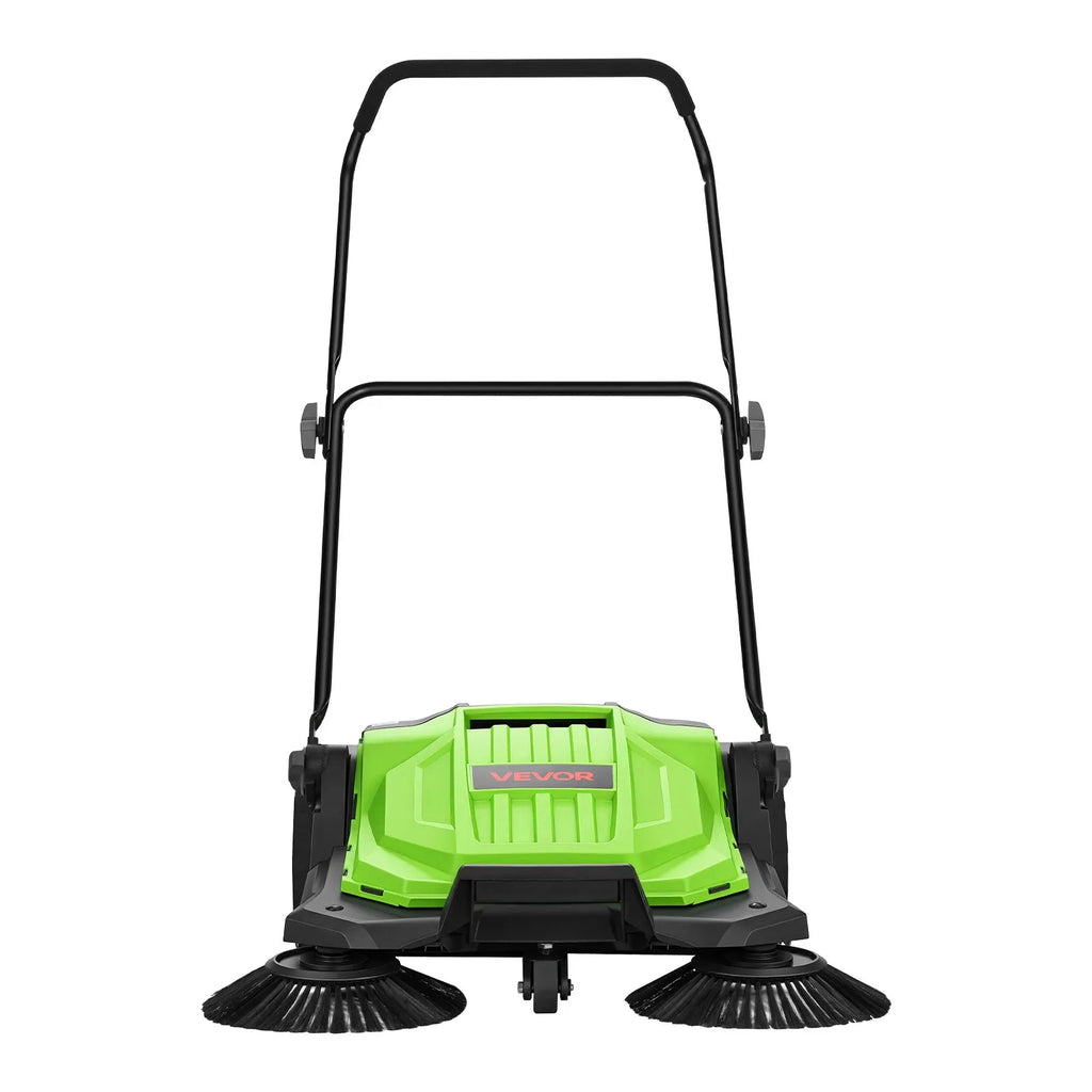 VEVOR Hand Push Floor Sweeper, 25.6 in Walk-Behind Manual Floor Sweeper with 5-Gallon Waste Container, Non-Electric Yard Sweeper, Adjustable Folding Handle for Sidewalks, Garages, Patios & Driveways, Green