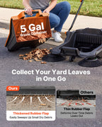 VEVOR Hand Push Floor Sweeper, 25.6 in Walk-Behind Manual Floor Sweeper with 5-Gallon Waste Container, Non-Electric Yard Sweeper, Adjustable Folding Handle for Sidewalks, Garages, Patios & Driveways, Orange