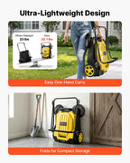 VEVOR Hand Push Floor Sweeper, 25.6 in Walk-Behind Manual Floor Sweeper with 5-Gallon Waste Container, Non-Electric Yard Sweeper, Adjustable Folding Handle for Sidewalks, Garages, Patios & Driveways, Yellow