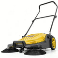 VEVOR Hand Push Floor Sweeper, 25.6 in Walk-Behind Manual Floor Sweeper with 5-Gallon Waste Container, Non-Electric Yard Sweeper, Adjustable Folding Handle for Sidewalks, Garages, Patios & Driveways, Yellow