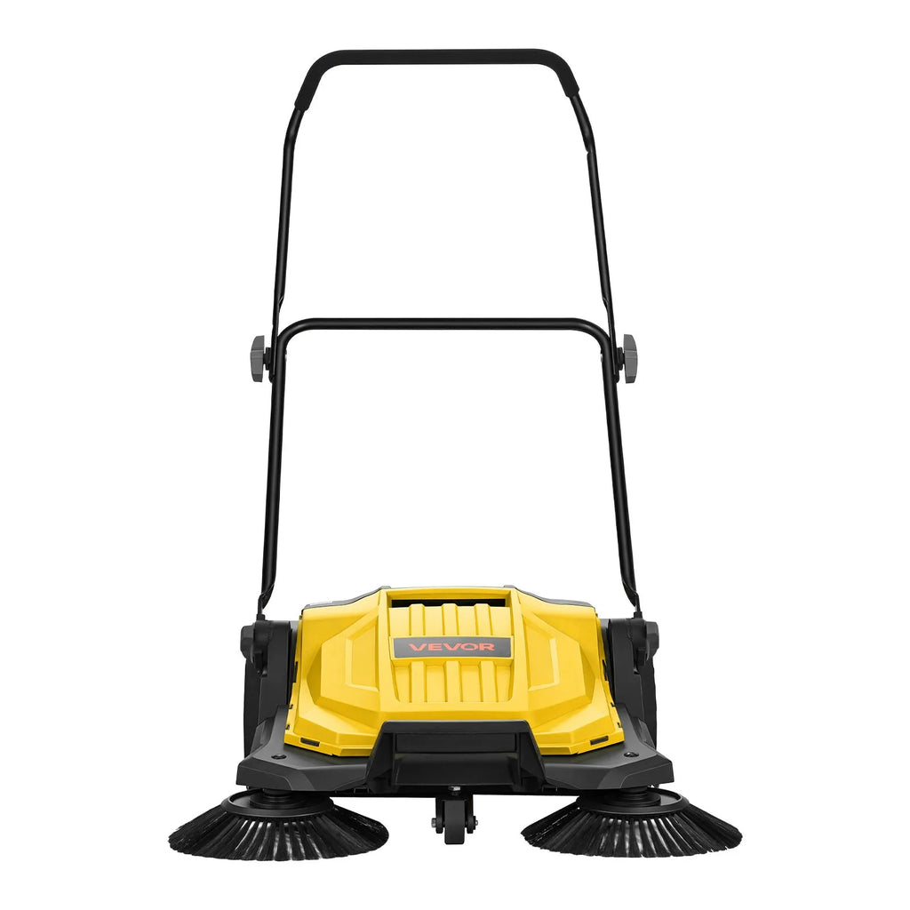 VEVOR Hand Push Floor Sweeper, 25.6 in Walk-Behind Manual Floor Sweeper with 5-Gallon Waste Container, Non-Electric Yard Sweeper, Adjustable Folding Handle for Sidewalks, Garages, Patios & Driveways, Yellow