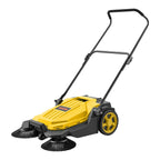 VEVOR Hand Push Floor Sweeper, 25.6 in Walk-Behind Manual Floor Sweeper with 5-Gallon Waste Container, Non-Electric Yard Sweeper, Adjustable Folding Handle for Sidewalks, Garages, Patios & Driveways, Yellow