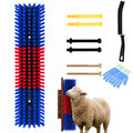 Leoxa livestock scratching brush kit in blue, red and blue