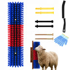 Leoxa livestock scratching brush kit in blue, red and blue